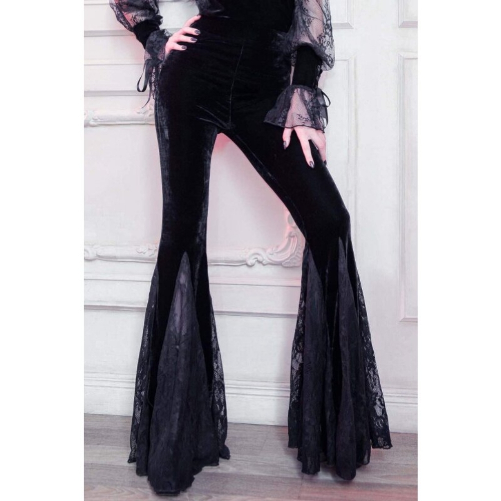 Killstar Lace And velvet Bell Bottoms